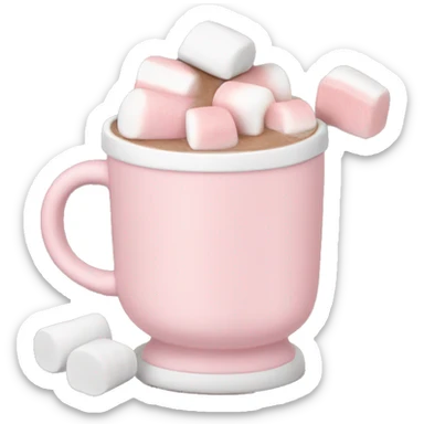 Light Pink mug of hot chocolate with marshmallows  sticker