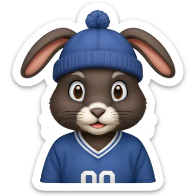 black rabbit with jersey and hat sticker