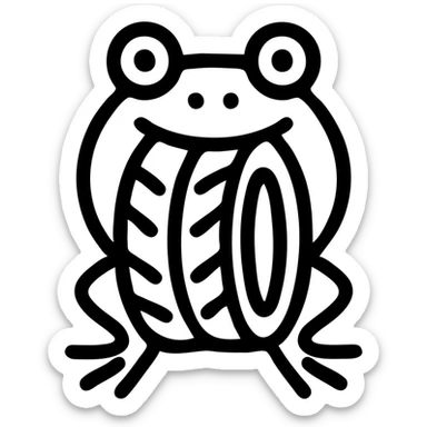icon showing a tire with two legs and a frog's head, outlined style sticker