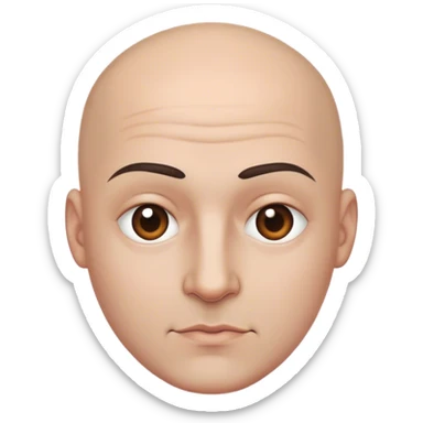 bald man with dark brown eyes and a beauty mark over the left eye sticker