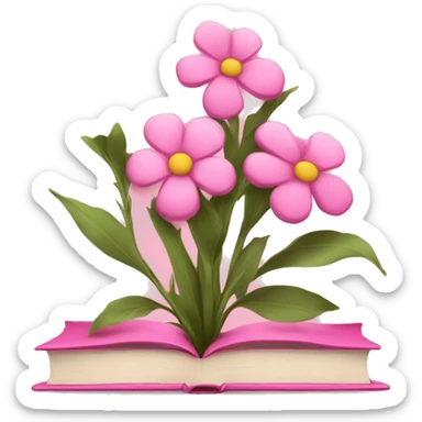 pink books with flowers sticker