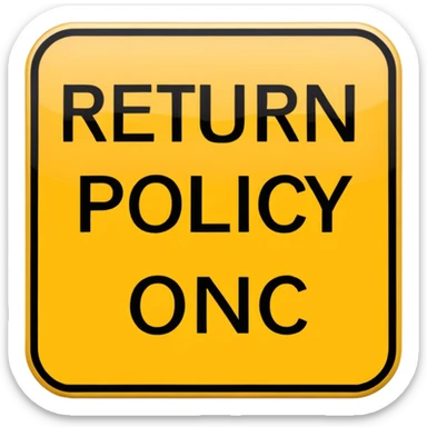 words "return policy" sticker