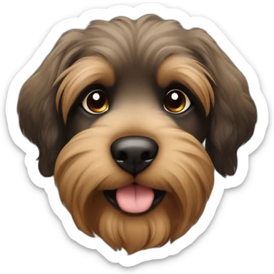 bouvier fawn brown and black puppy face very long hair sticker