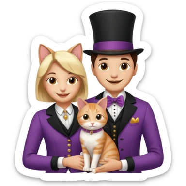 magician couple and th@ClashOfClansShopNo1eir pet cat sticker