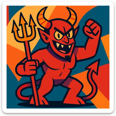demon, vibrant cartoon style sticker