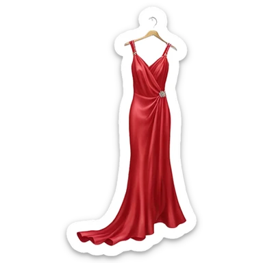 Luxury sparkling silk dress in cherry-Red-colour on hanger sticker