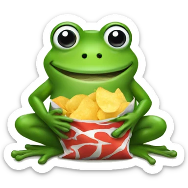 frog eating crisps sticker