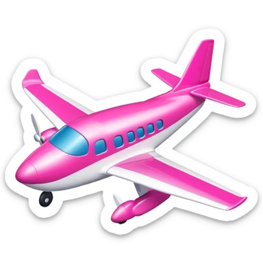 Pink and white mini airplane  sticker