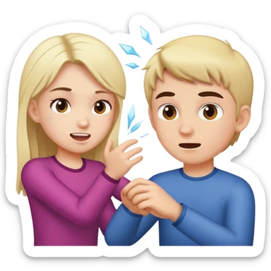 Girl hitting boy sticker