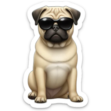 pug with black sunglasses sticker