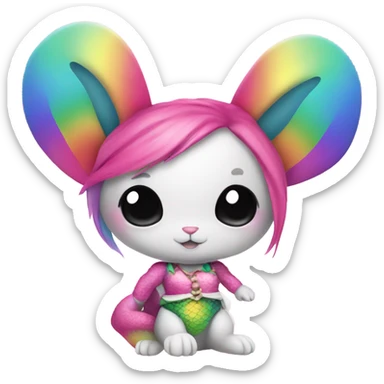 Rainbow mermaid bunny pink pirate sticker