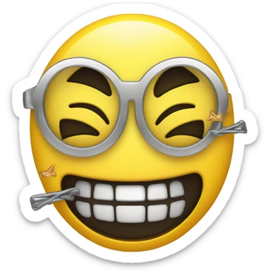 yellow emoji with grills and kisses  sticker