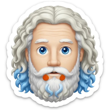 white bearded and curly long haired beard white sticker