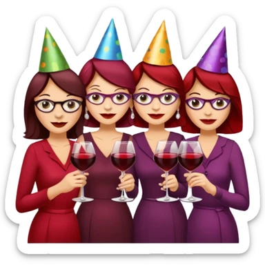 Five smoking hot party girls, glasses of red wine, cocktails in hand, celebrating their 53rd birthdays sticker
