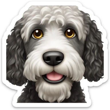 Black and white labradoodle sticker
