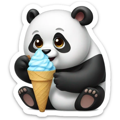 Panda eating ice cream sticker