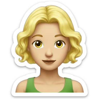 A beautiful person with yellow hair and green eyes  sticker