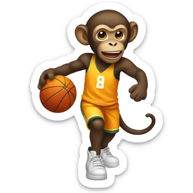 monkey playing basketball with ponytail sticker