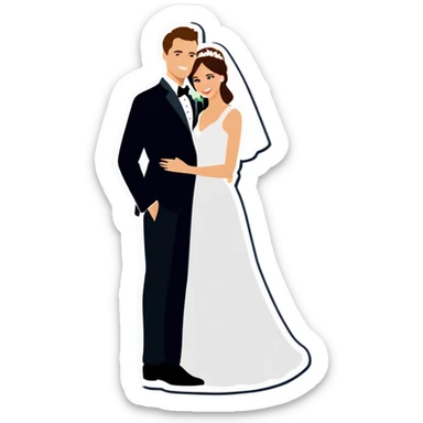 Standing apart bride and groom sticker