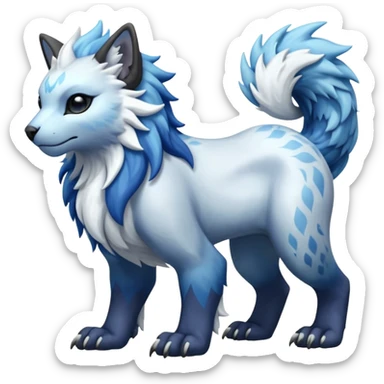 Icy glacial glistening glossy smooth soft flaky scaly furry flurry hyper-realistic cozy boreal boreal-lupus-Lunaray-Manectric-Absol-Luxray-Bobcat-Fakémon-fusion-animal-creature, full body  sticker
