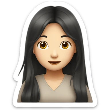 Asian girl with long hair saying hi sticker