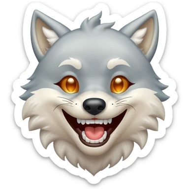 Un lobo riéndo con diamantes en los dientes sticker