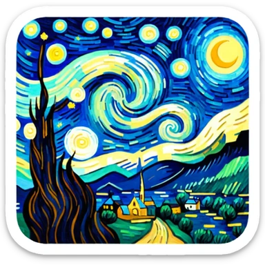 Starry night as painted by van gogh sticker