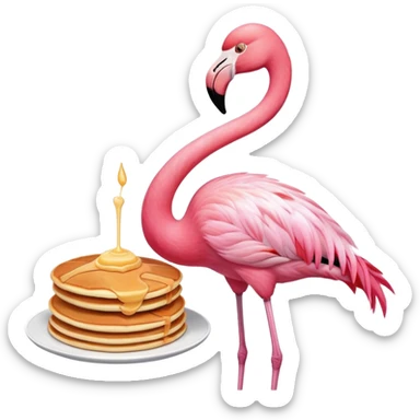 flamingo with a pancake sticker