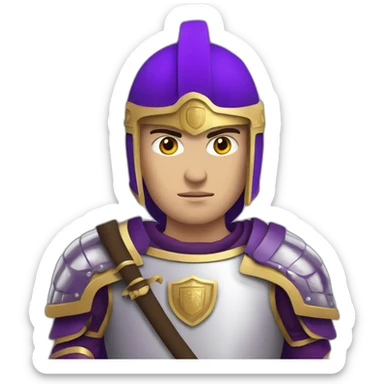 byzantine soldier with white skin and purple armor facing forward sticker