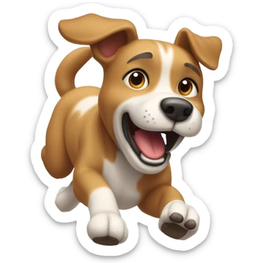 Un perro corriendo con sonrisa maliciosa  sticker