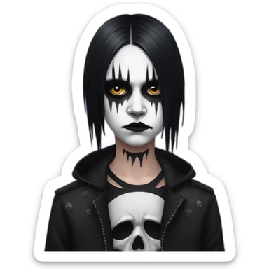 Goth kid with a corpse paint makeup sticker