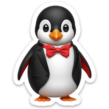 penguin with bow red tie  sticker