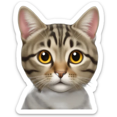 mackerel tabby cat holding a red pencil sticker