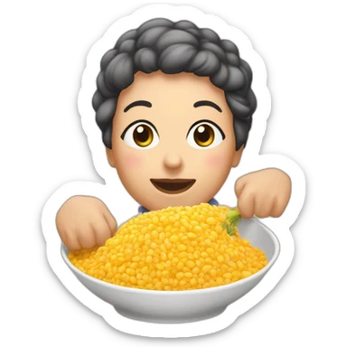 Une mamie qui mange du riz sticker