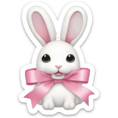 pastel pink ribbons with rabbit  sticker