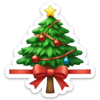 christmas tree with a bow sticker