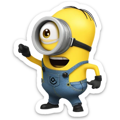 minion spraying silly string holding silly string making a big silly mess sticker