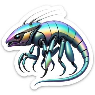  exotic futuristic modern cyber-Fakémon-Digimon-Vernid-creature sticker