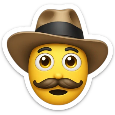 Awesome face with mustache and hat sticker