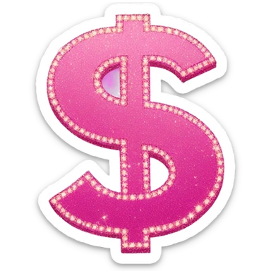 Sparkly pink dollar sign sticker