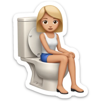 Women sitting in toilet sticker