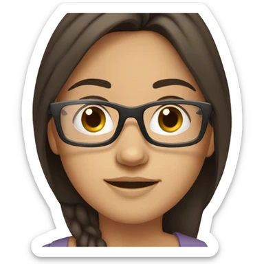 Girl with dark hair fair skin Brien eyes and clear glasses  sticker