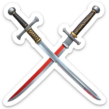 A samurai sword and an anvil sticker
