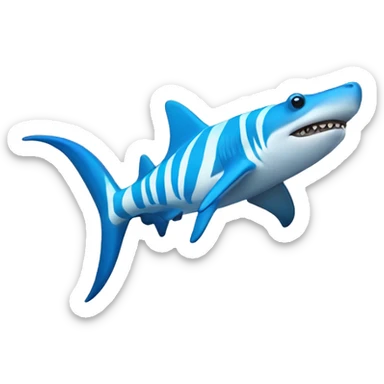 coral colored hammerhead shark with blue zebra stripes  sticker