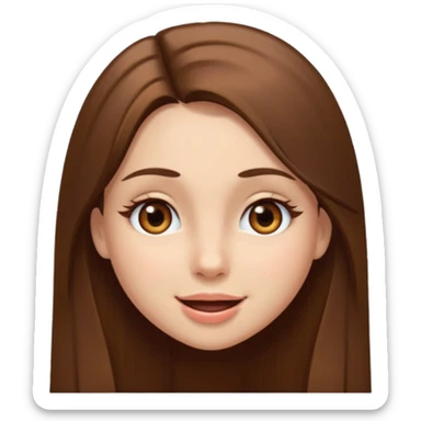 girl with long brown straight hair and brown eyes, winking sticker