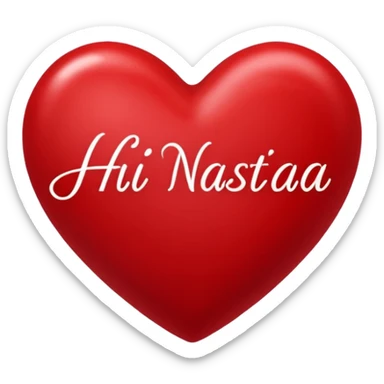 red heart that in the middle writes Hi Nastjaa sticker