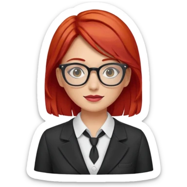 tailor woman with red hair and glasses sticker