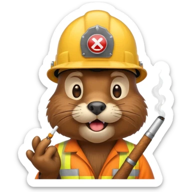 beaver smoking wearing a hard hat emojis funny sticker
