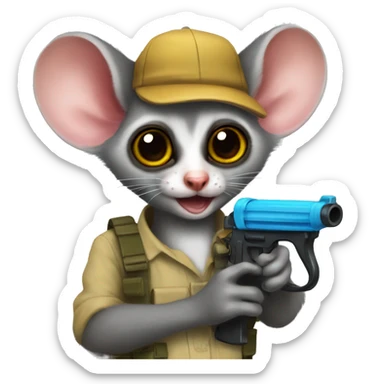 mouse lemur with a water gun  sticker