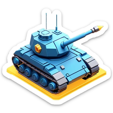 Clash of Clans aesthetic: Cinematic Playful 3D Isometric Space Tank Emoji, rendered in a 3D vector-style similar to standard emojis with minimal shading and bold, simplified shapes. A compact, distinct form with signature details, softly glowing with a futuristic sci-fi warfare charm. Simplified yet unmistakably iconic, highly detailed and consistent, glowing with a soft radiance and high shine. Stylized with a touch of high-tech brilliance and a soft glowing outline, capturing the essence of a beloved gaming relic with a friendly, playful manner! sticker